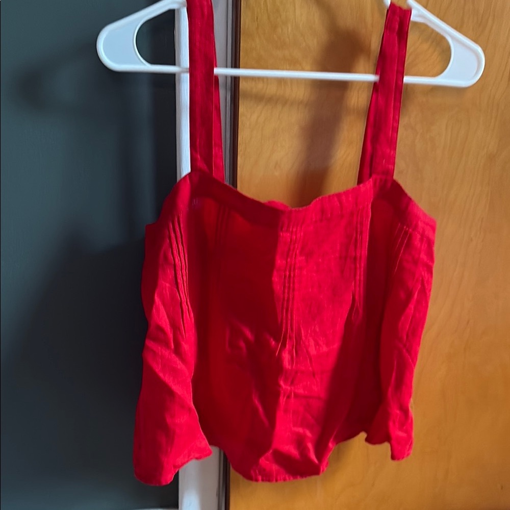J. Crew Red Linen Tank